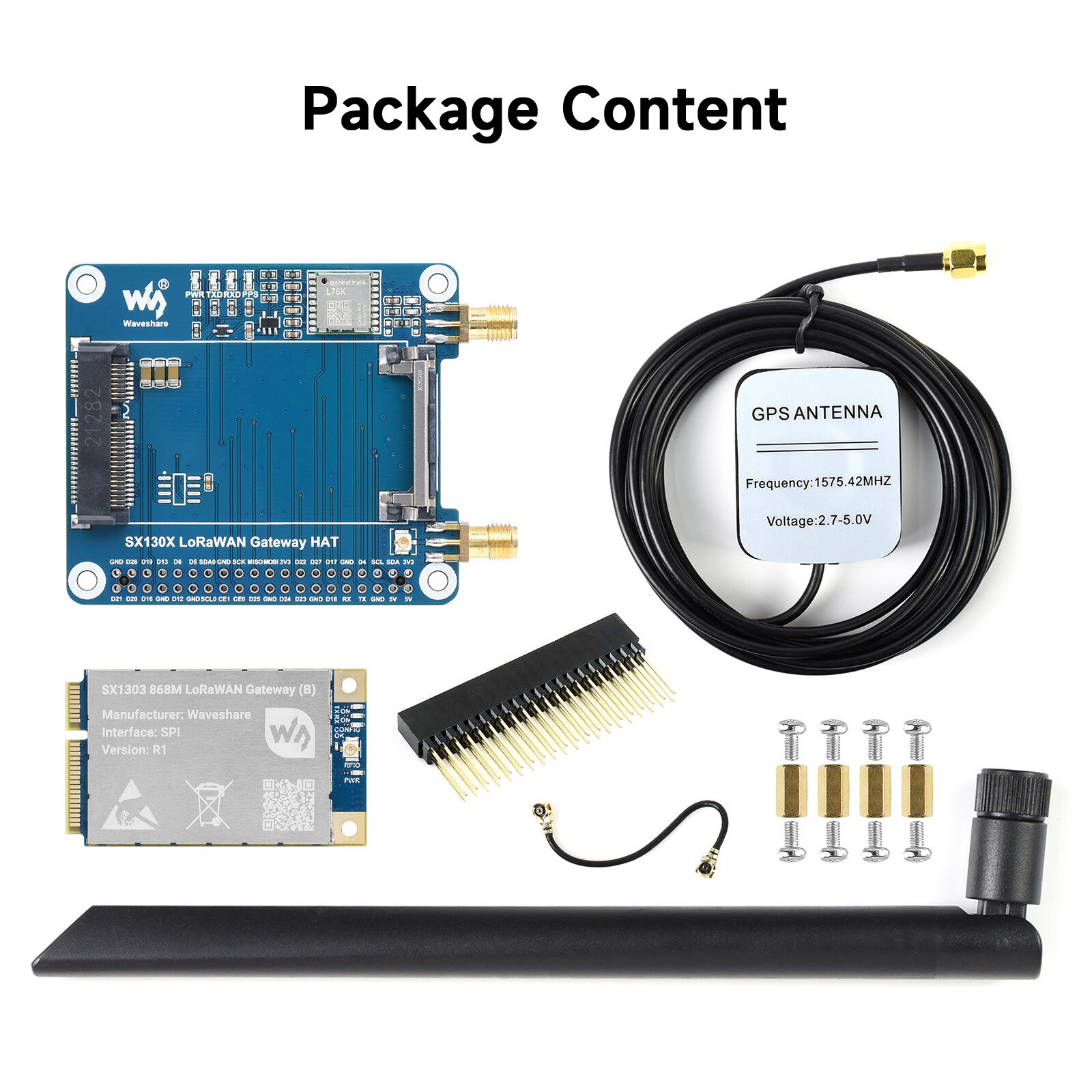 Waveshare SX130x 868M/915M LoRaWAN Gateway Module/HAT for Raspberry Pi