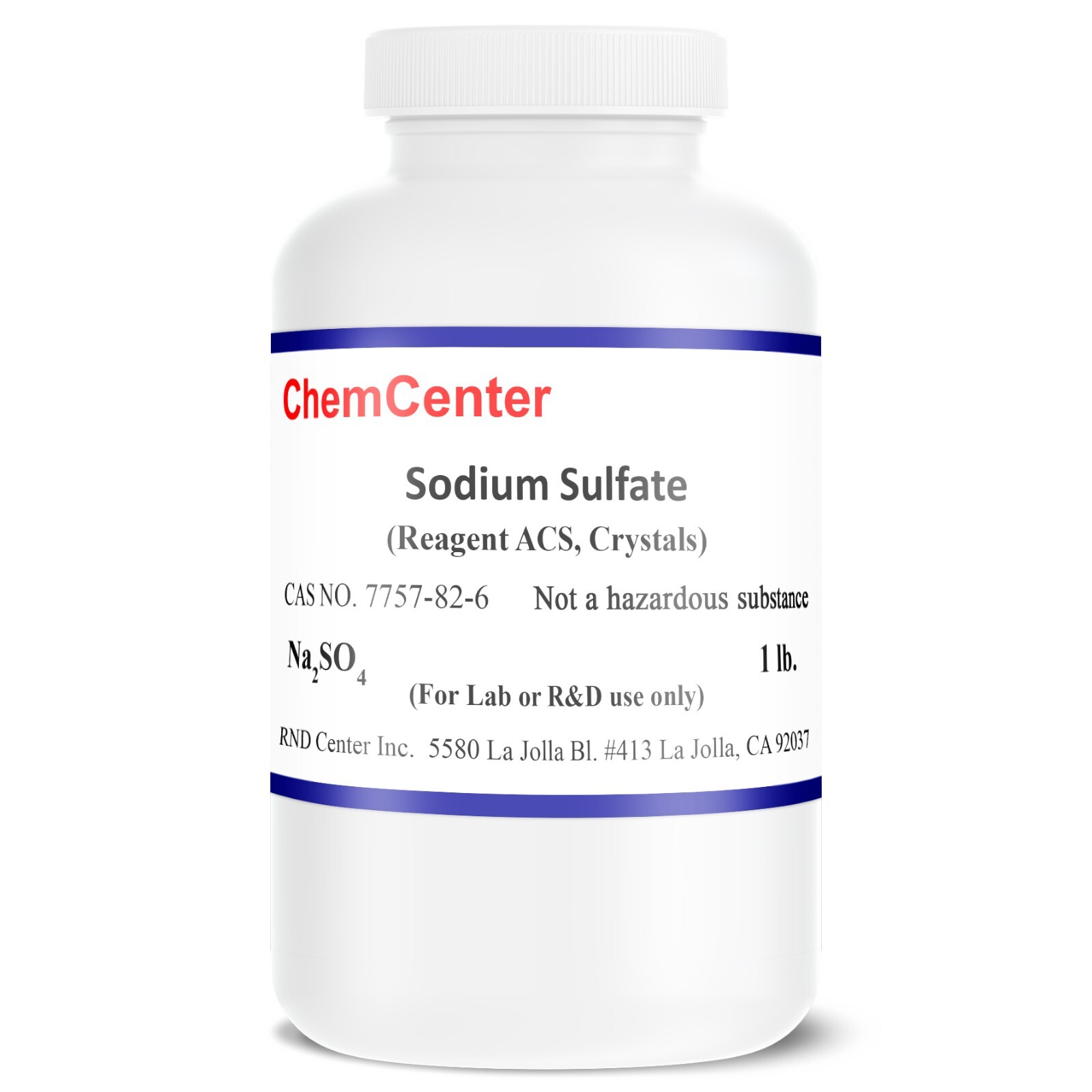 Sodium Sulfate, Anhydrous, Reagent ACS, Crystals, 1lb.
