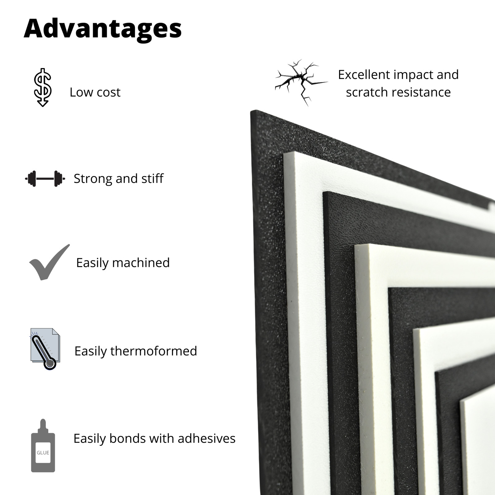 BuyPlastic Black ABS (Haircell Texture) Plastic Sheet 1/16″ x 24″ x 24″