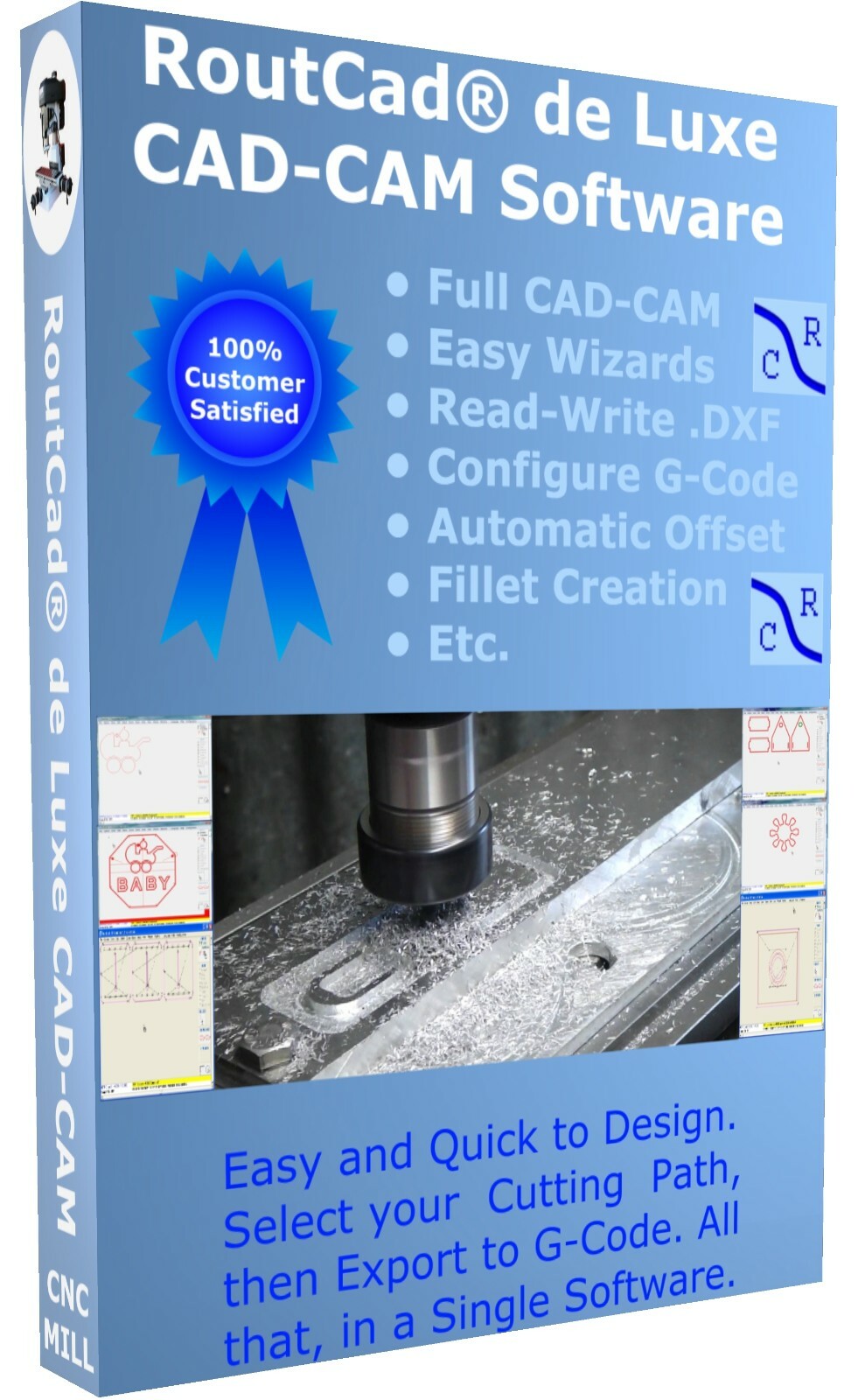 CAD CAM Software Luxe CNC Mill Mach 3 EMC2 G-Code with tutorial video Download