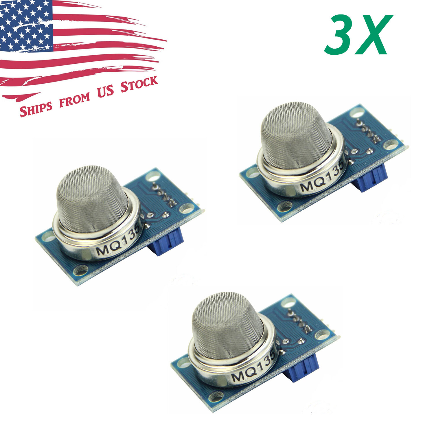 3Pcs MQ-135 NH3 NOx Alcohol Benzene Smoke CO2 Sensor Detector Module For Arduino