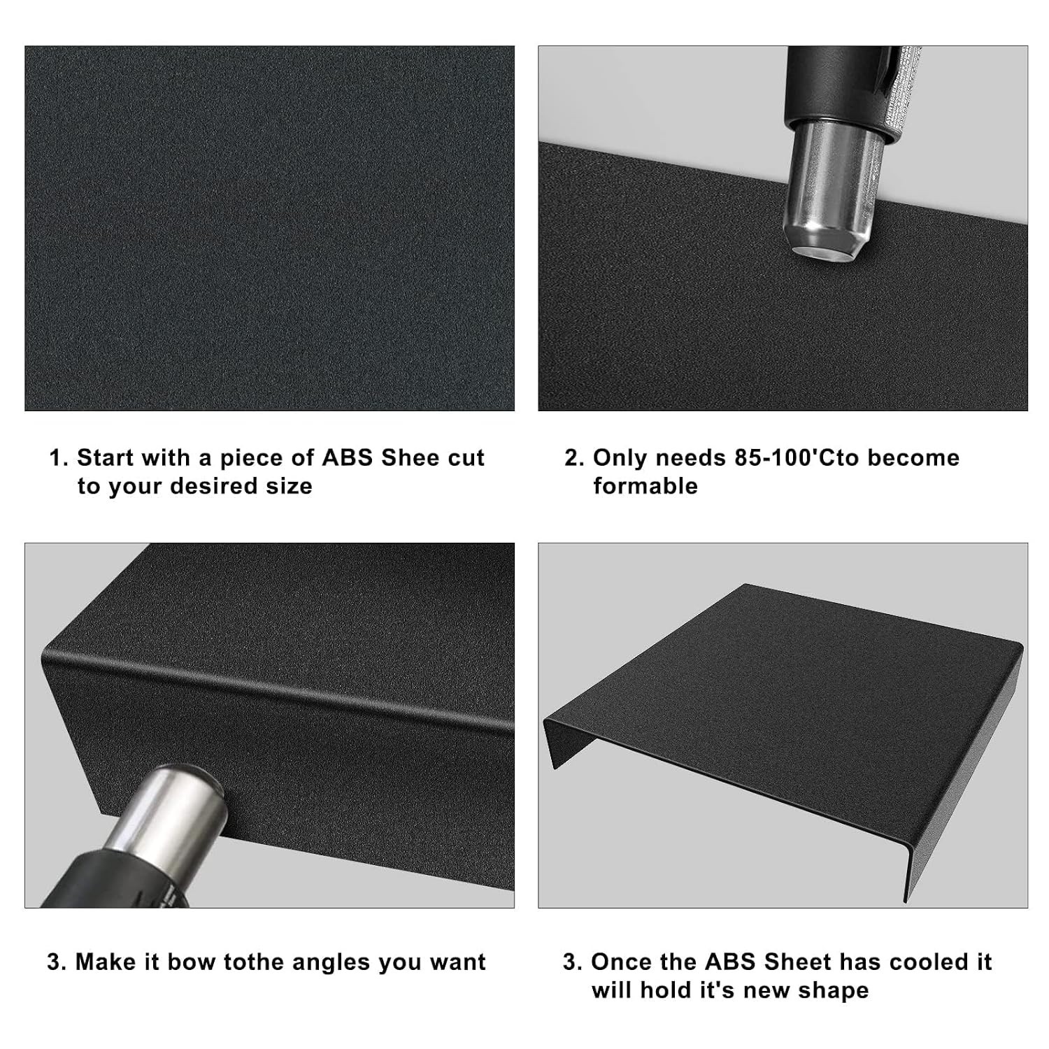 2 Pack Black ABS Plastic Sheet 12″x16″x1/8″ Thermoform Moldable DIY Craft Board
