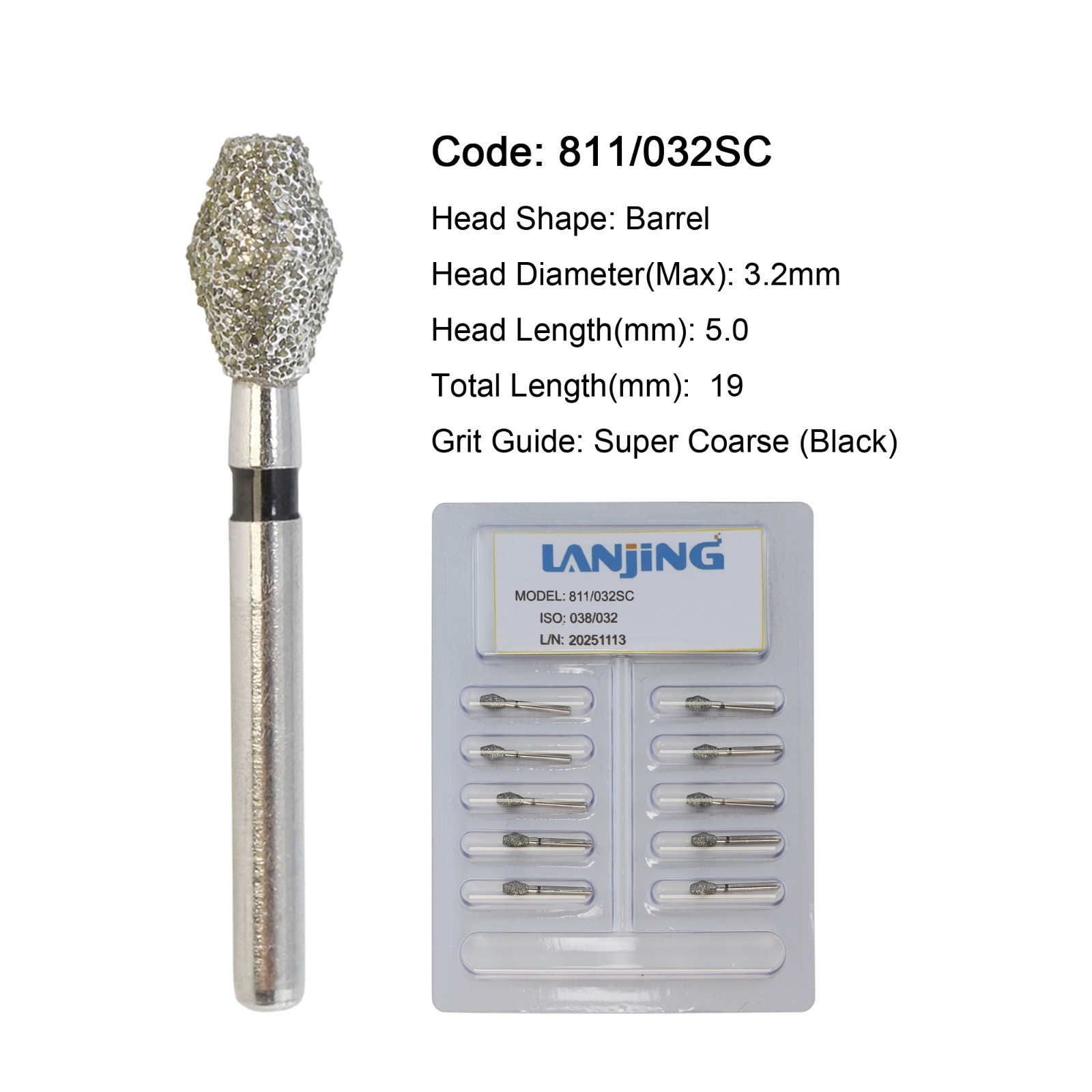 Dental Diamond Burs Round End Taper 330 Pear Barrel Long Surgical Bur High Speed