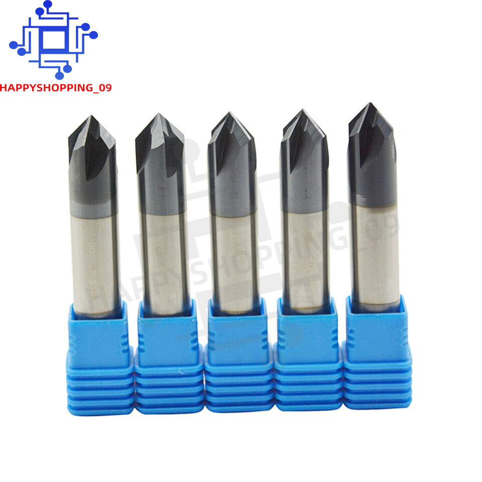 5Pcs 1/2″ 4 Flute 90 Degree Solid Carbide Chamfer Mill-Double End – AlTiN Coated