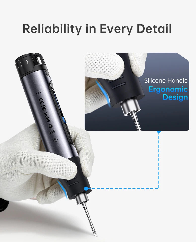 FNIRSI HS-03 Cordless Soldering Iron USB-C Rechargeable 2600mAh 5 Temp Setting