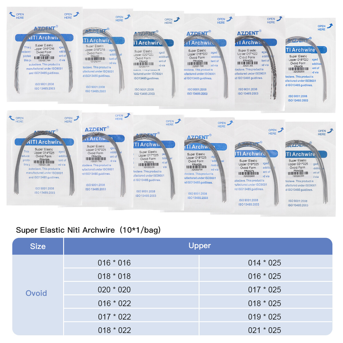 AZDENT Dental Ortho Super Elastic Rectangular Arch Wire Niti Ovoid upper/Lower