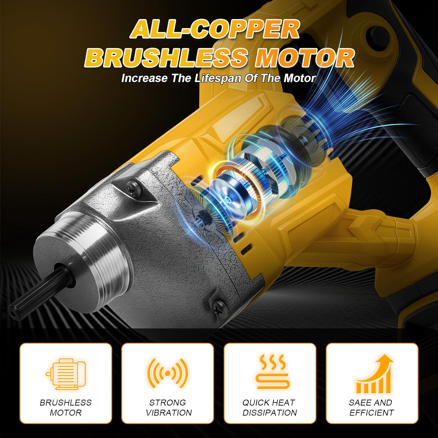 Cordless Concrete Vibrating Tool for Dewalt 20V Battery, 600W Brushless Concrete