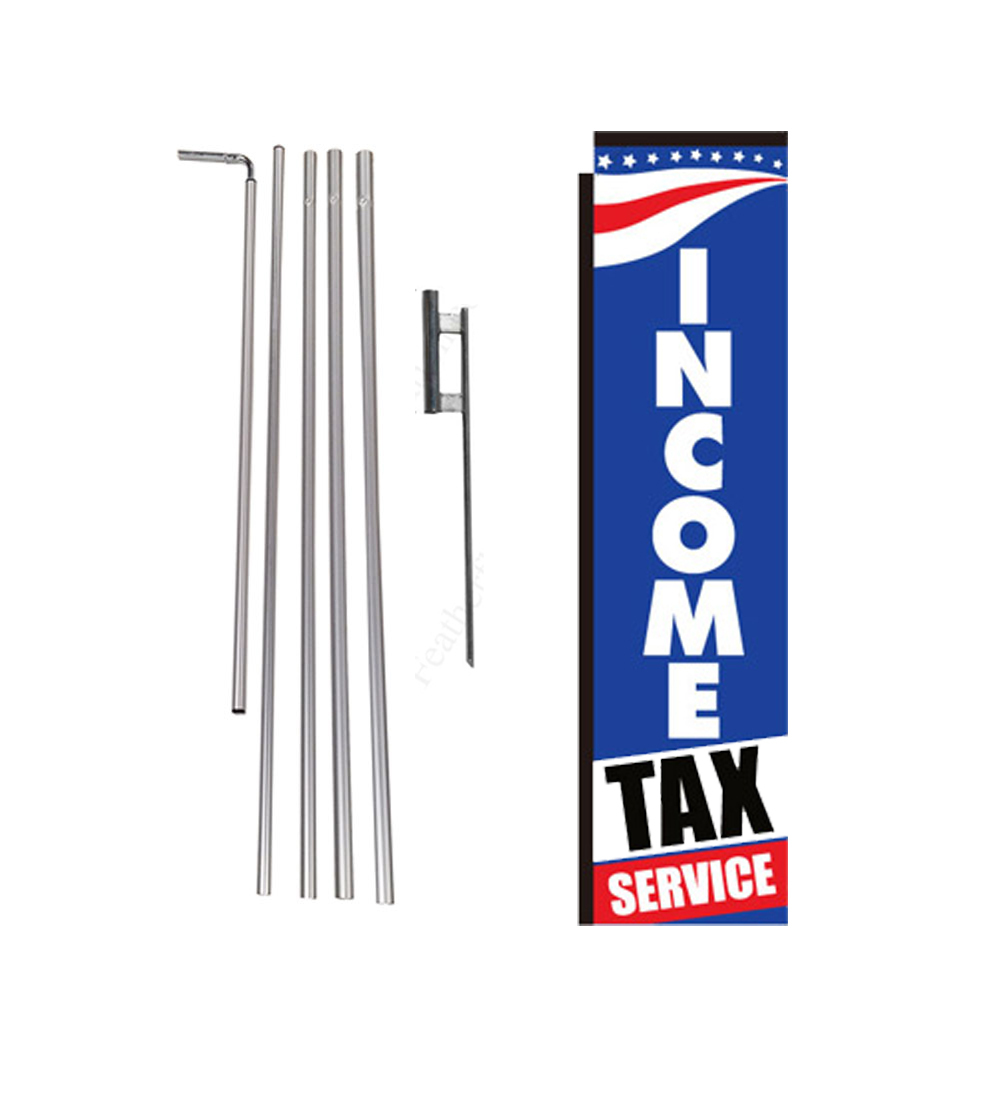 Income Tax Service patriot 15′ Advertising Rectangle Banner Flag w/ pole+spike