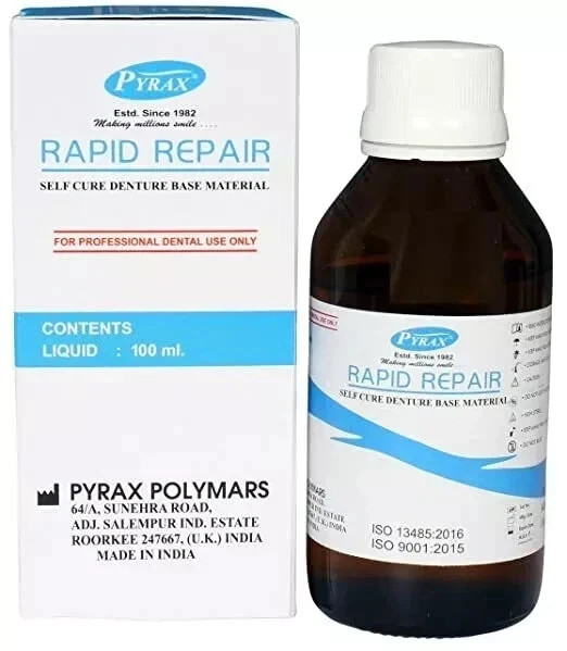 100ml Bottle free shipping Pyrax RAPID REPAIR Self Cure Denture Repair Liquid FS