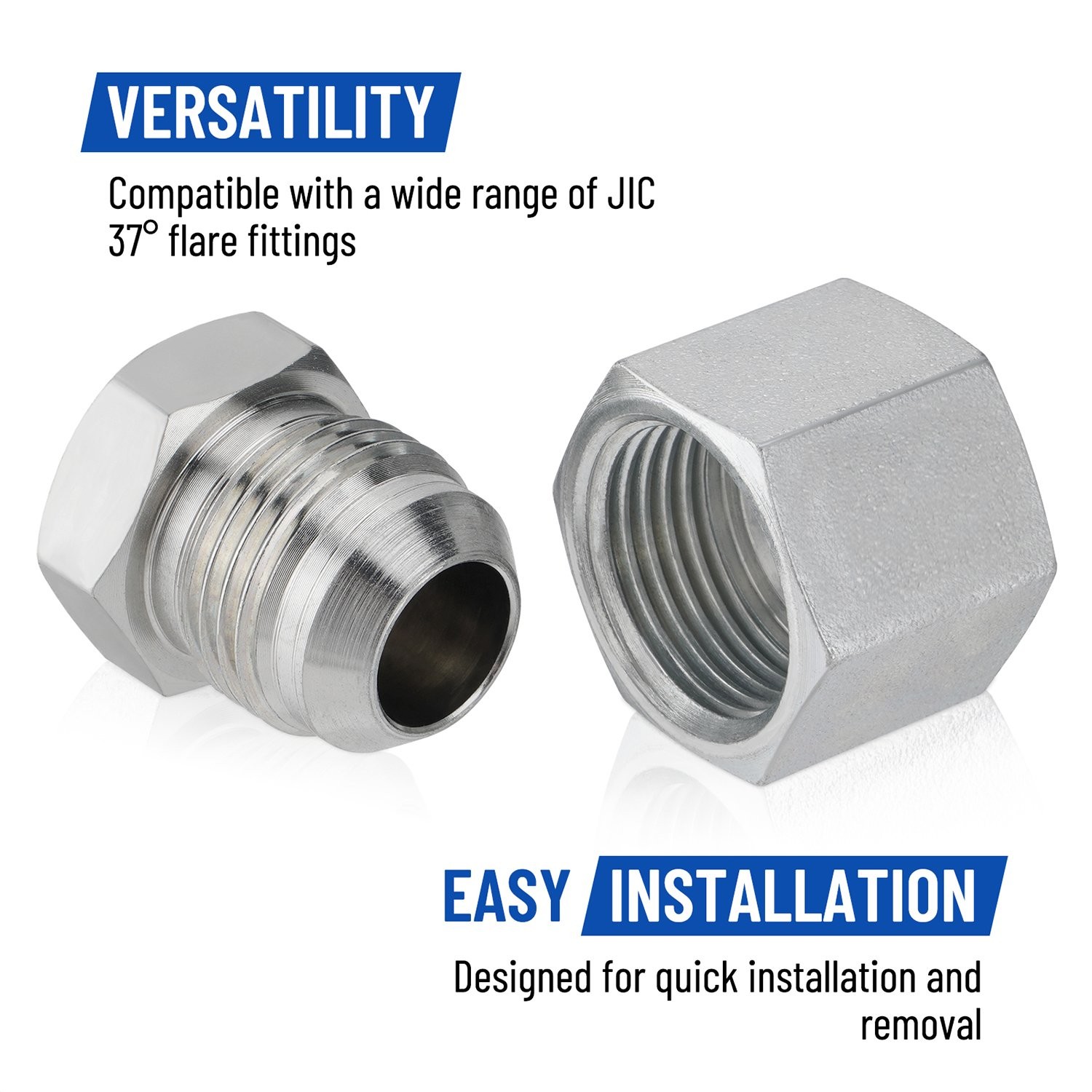 Hydraulic Hose Tube Pipe Fitting Kit 37 Degree JIC Flare Thread Cap and Plug Kit