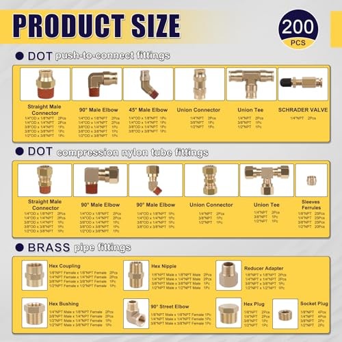 Air Brake Line Brass Fittings Kit