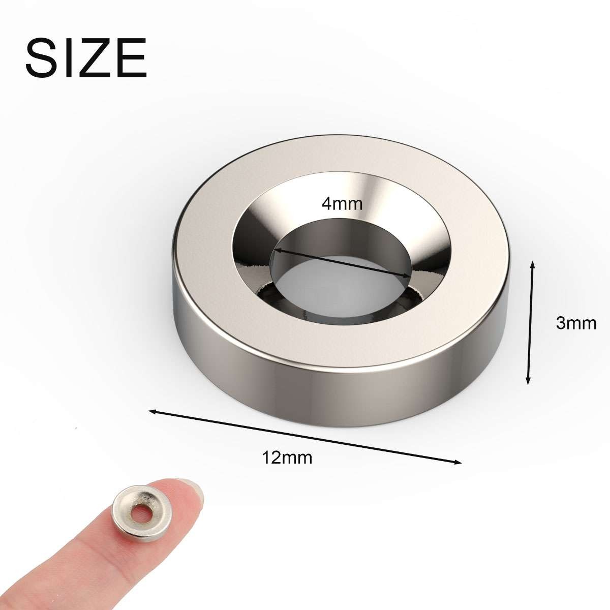 10/20/50 Strong Countersunk Ring Magnets 1/2″x1/8″ Hole 4mm Rare Earth Neodymium