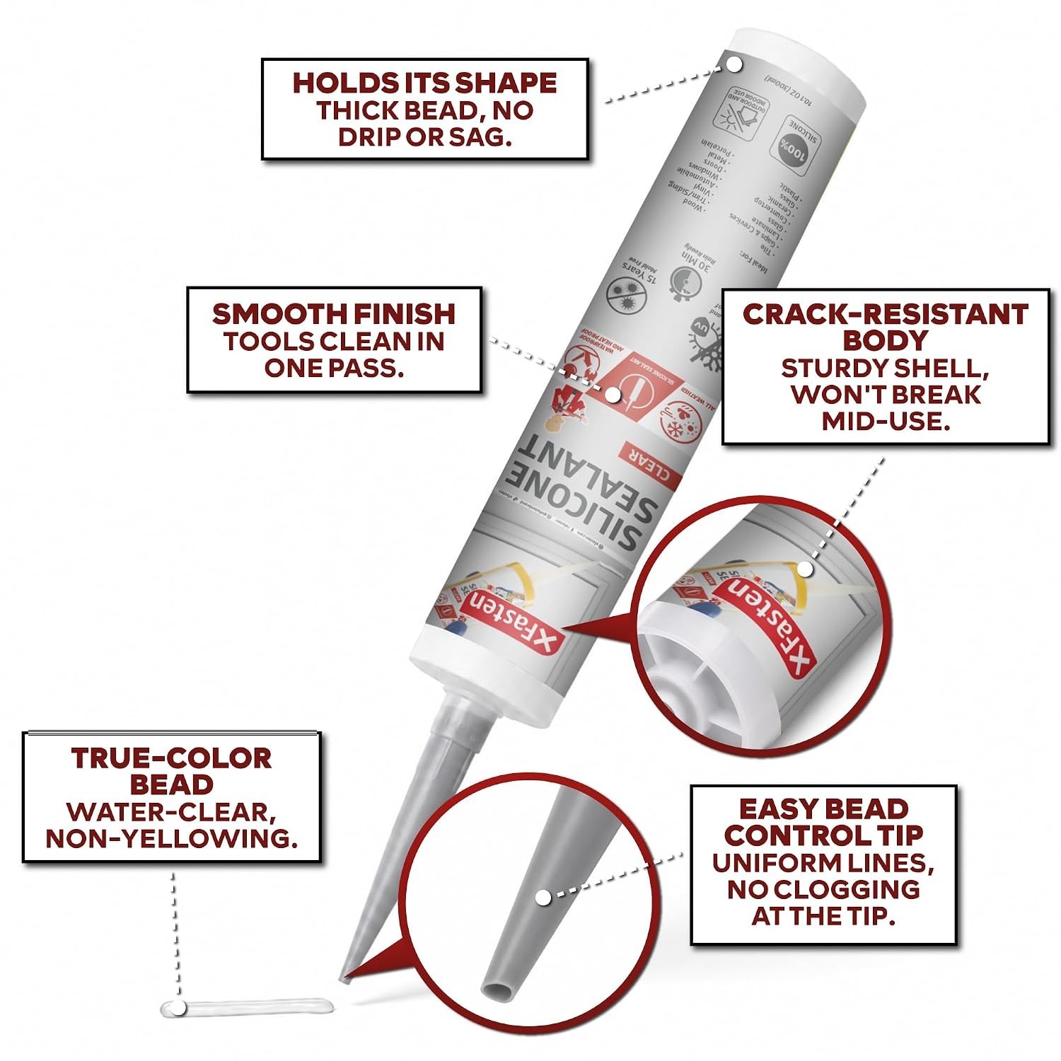 Neutral Cure Silicone Caulk 10.1 oz 4-Pack – Crack Resistant