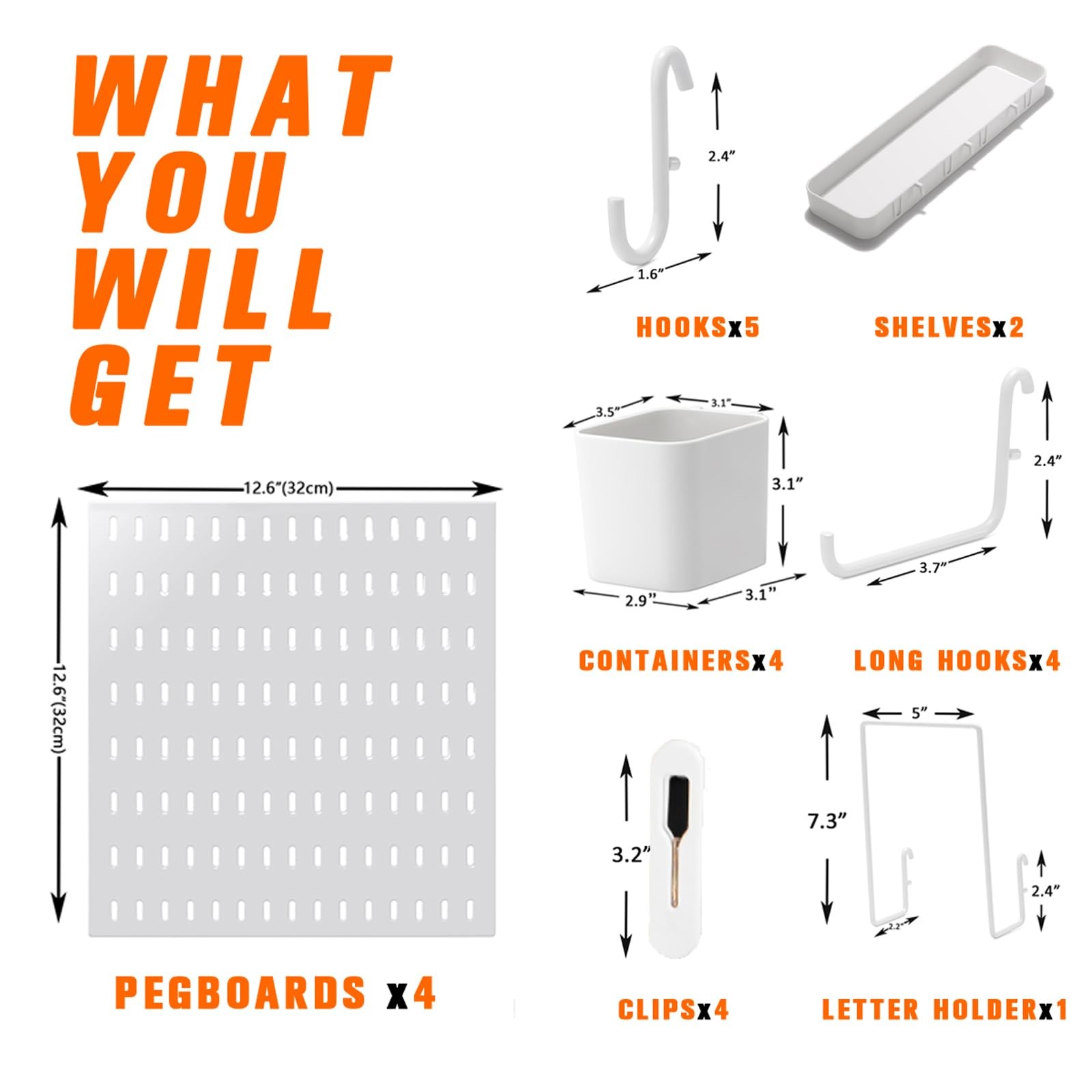 Peg Board Combination Kit, 4 Pegboards with 20 , Pegboard Wall Organizer for …