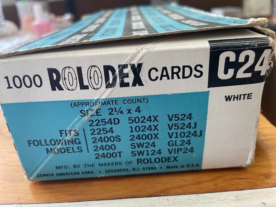 Vintage Rolodex C24 Refill Cards Box Blank Index Unused Office 2.25 X 4 in