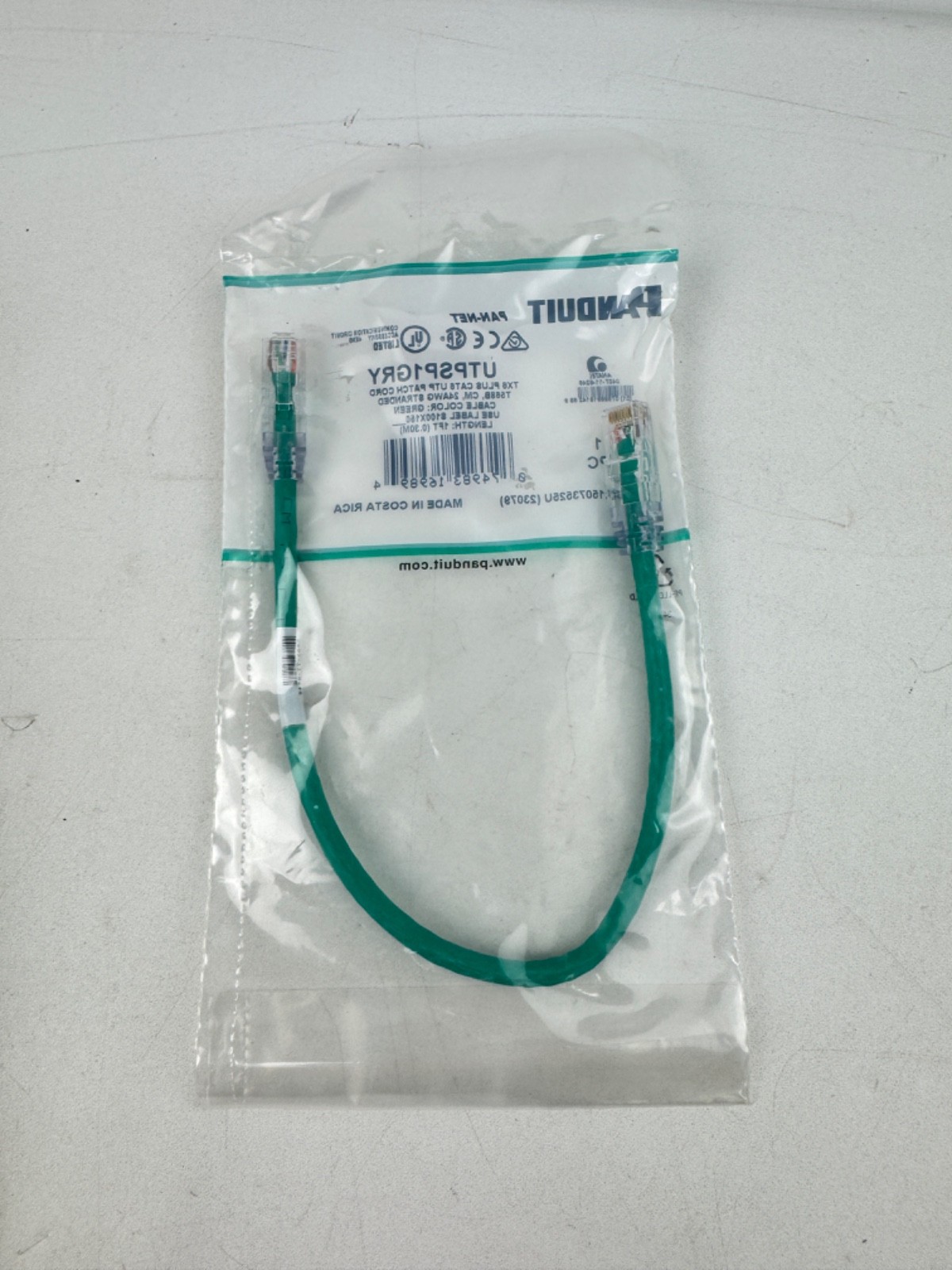 x(6) PANDUIT UTPSP1GRY ETHERNET PATCH CORD, 1 FT