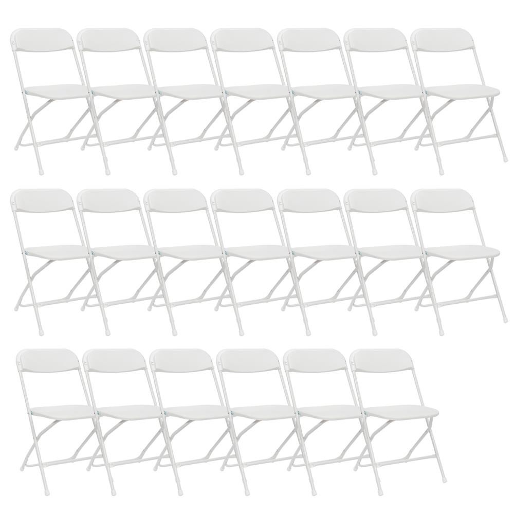 20 Pack Commercial White Plastic Folding Chair Stackable Wedding Picnic Party