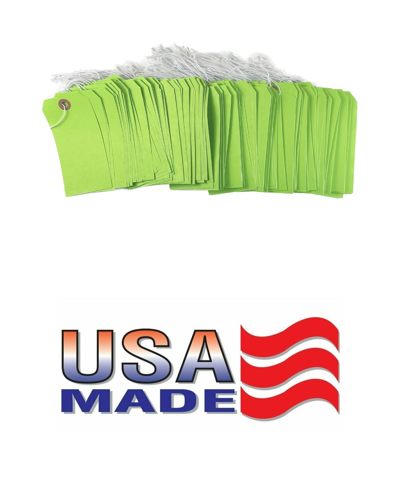 100 of 4 3/4″ x 2 3/8″ Green Inventory Tags with ELASTIC Stretchable String