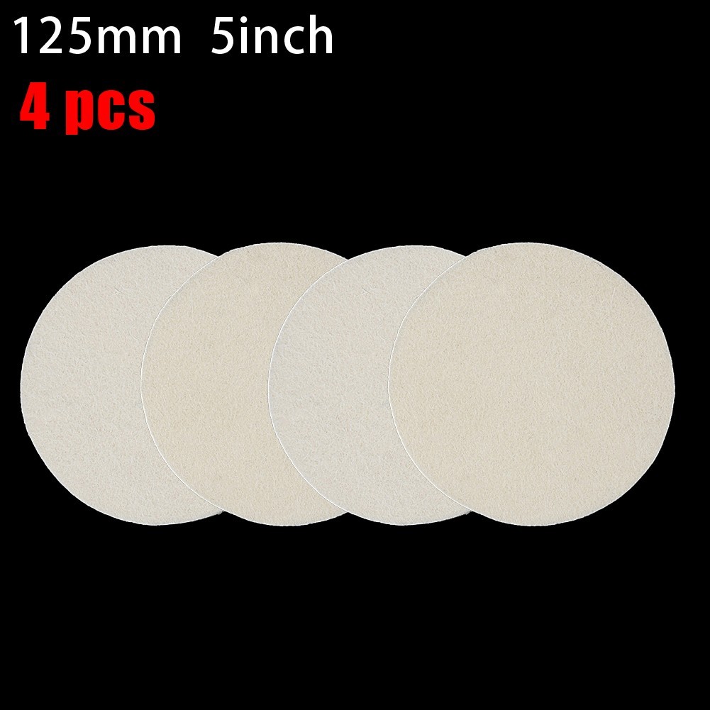 4Pcs 125mm/5Inch Wool Buffing Grinder Wheel Felt Polishing Disc Pad Set Tool