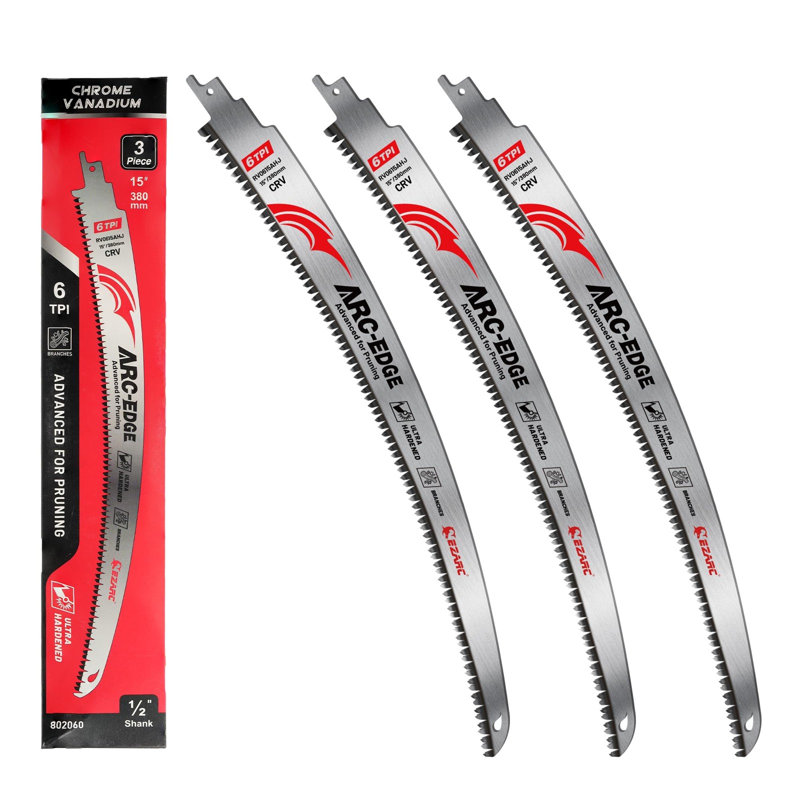 EZARC Japanese Teeth Reciprocating Saw Blade 15 Inch, Arc 15 Silver
