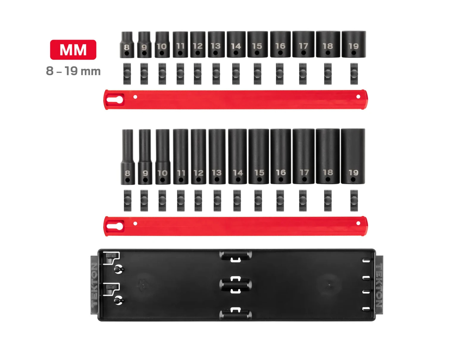 Tekton 3/8 Inch 12 Point Impact Socket Set, 24 Piece (8-19 Mm)
