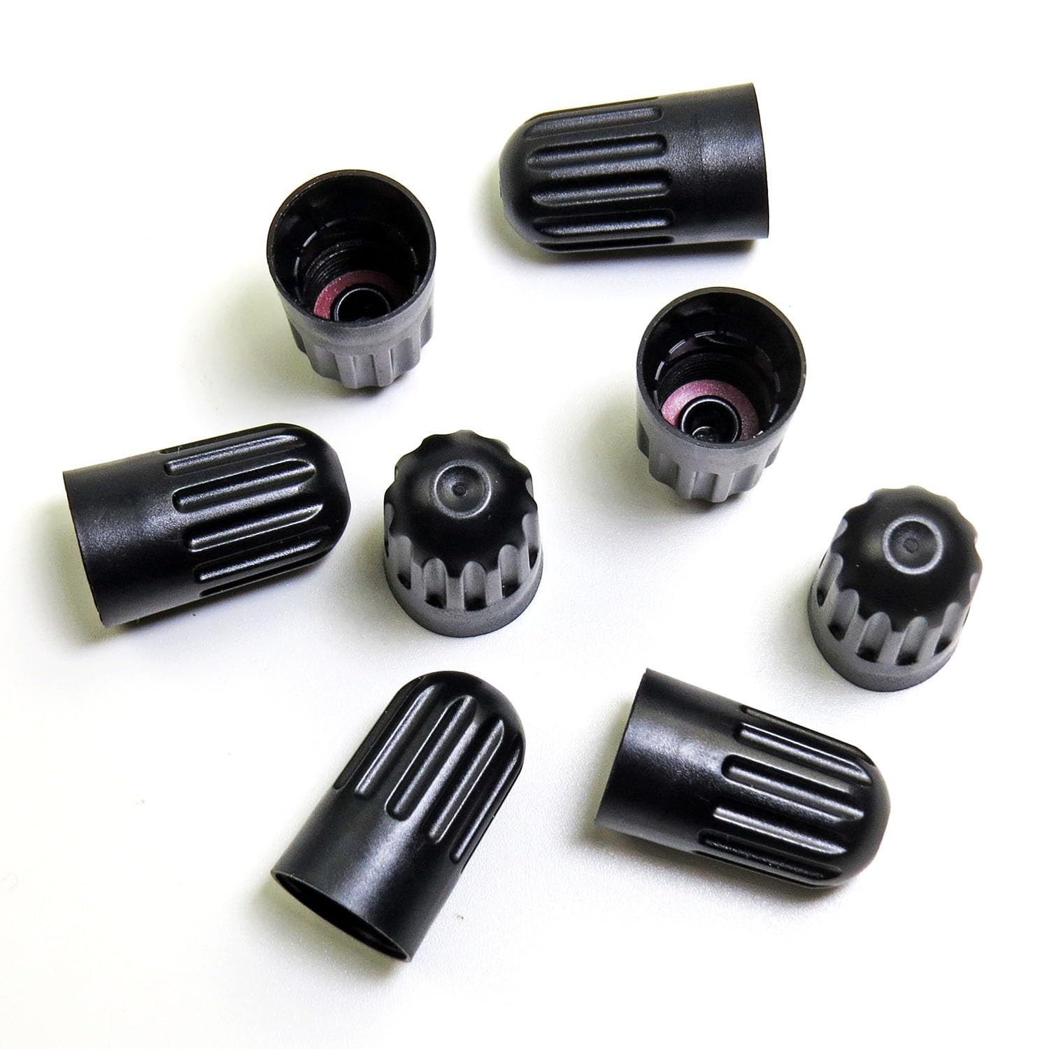 8 Pack Black Plastic Tire Valve Stem Caps Universal Long Air Valve Covers Black