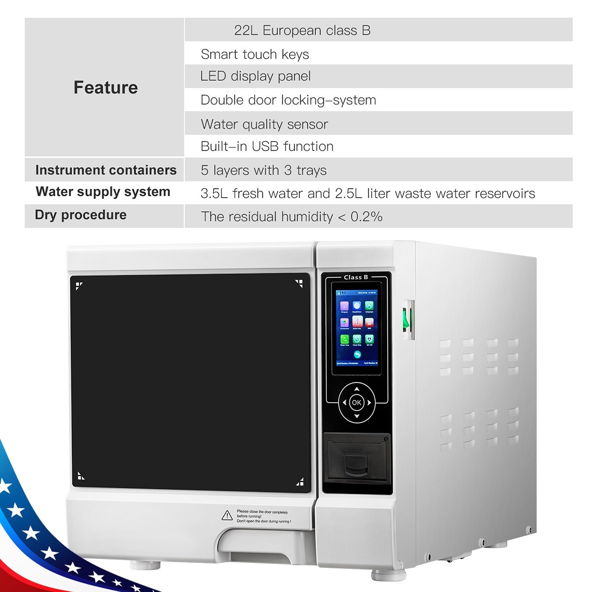 Dental Unit Chair Computer Control+Stool /Autoclave Steam Sterilizer Class B 22L