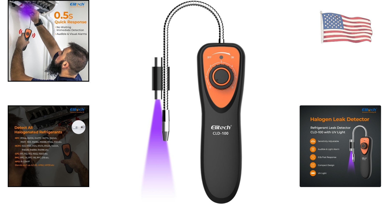 Efficient CLD-100 Leak Detector: Battery Operated with Audible & Visual Alerts