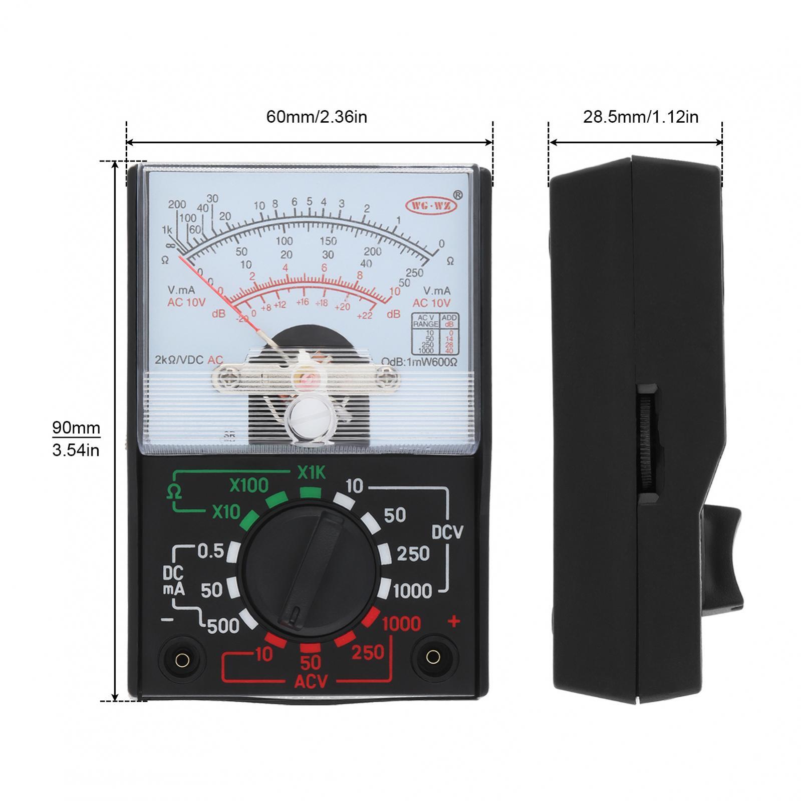 Small Analog Multimeter Pointer AC DC Voltage Analog Volt Meter with Test Leads