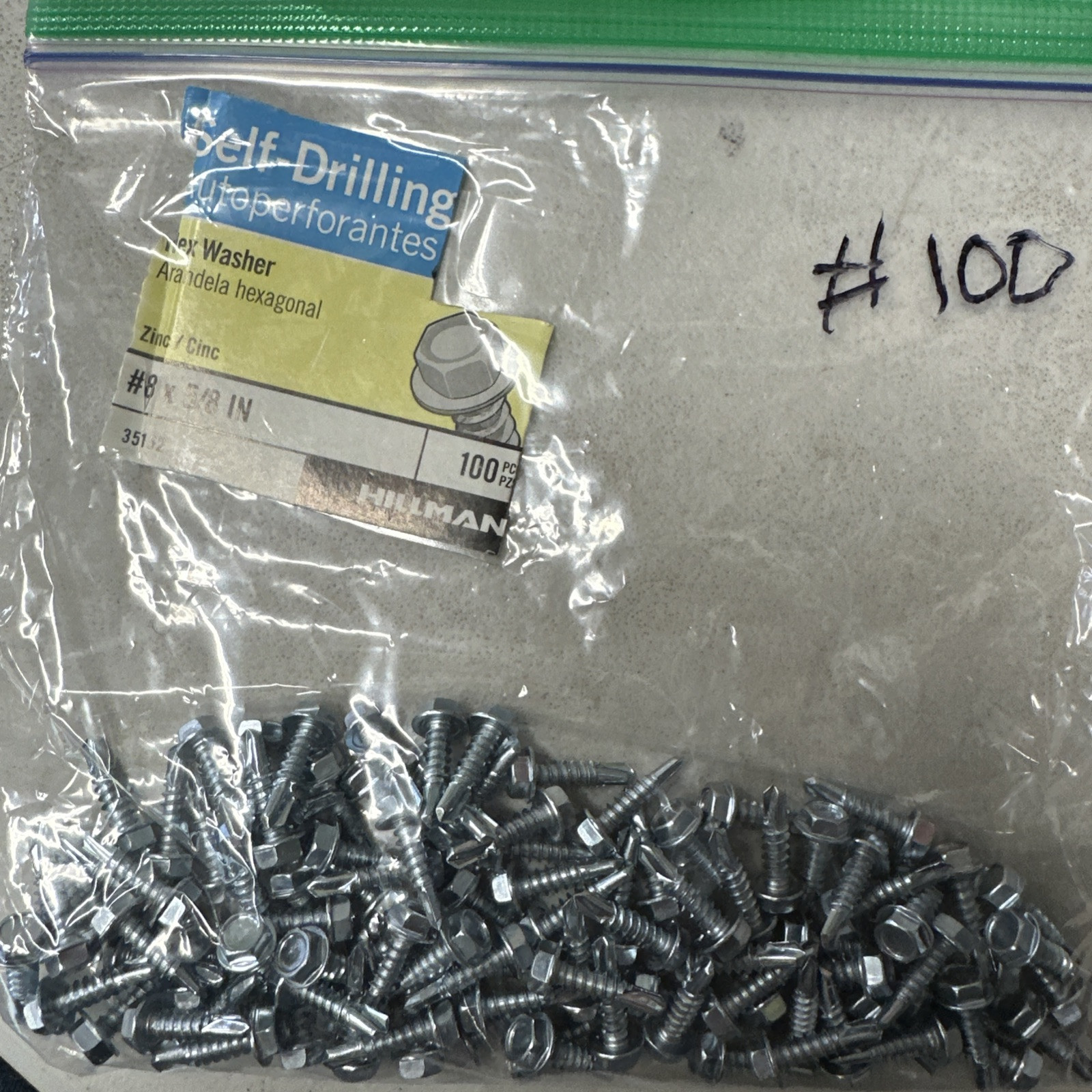 #8 x 5/8″ Hex Washer Head Self Drilling Tek Screws Stainless Steel 410 Qty 50
