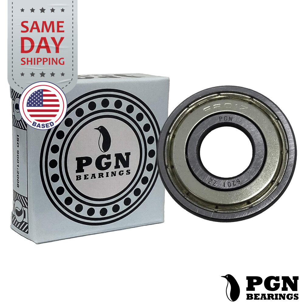 (100) 6201-ZZ Premium Metal Shield Ball Bearing C3 EMQ, 12x32x10, 6201 ZZ 6201z