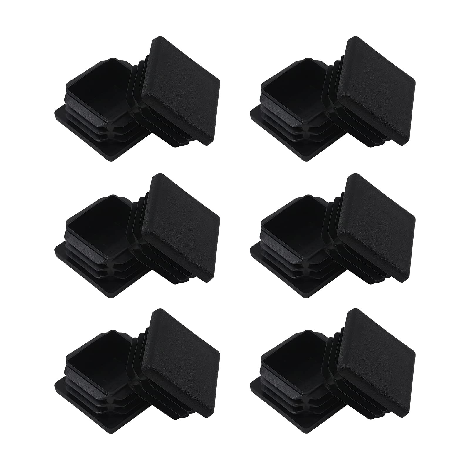WZB 1 12 1.5 inch Square Tube End Cap Plastic 1 1/2 x 1 inch, Black