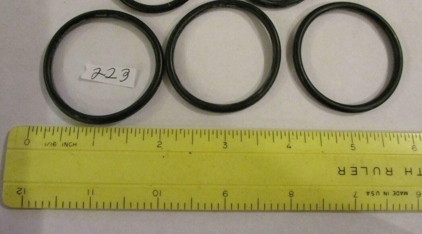 223 O-ring 1-5/8″ ID x 1-7/8″ OD x 1/8″ thick. Buna-70. Quan 3.