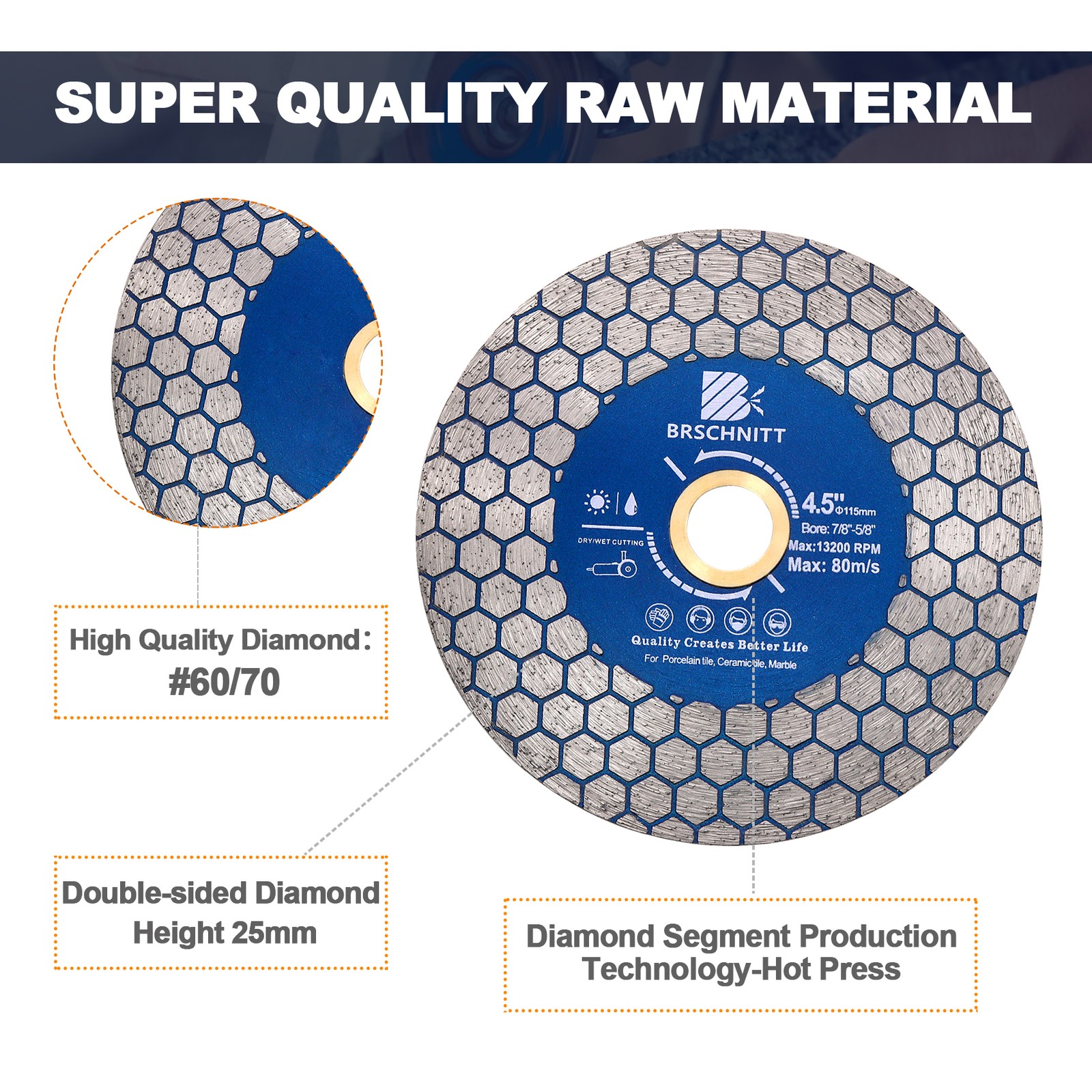 Diamond Saw Blade Hexagonal Double Sided Sanding Blade Suitable Tile