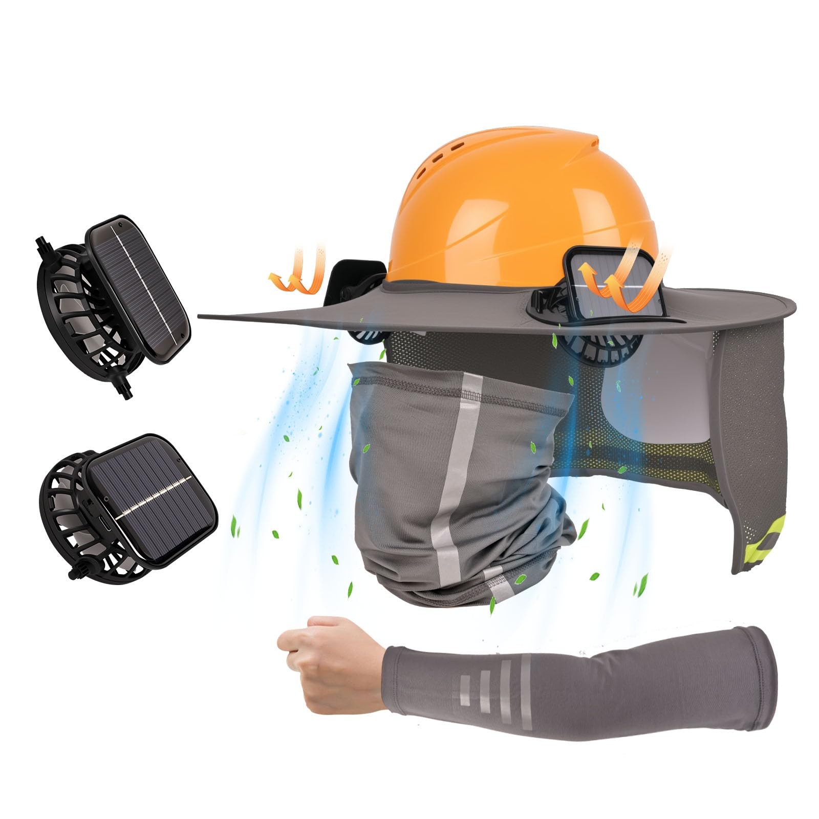 Hard Hat Sun Shade with Solar Fans for AFP/Lift/Pramex Standard Full Brim