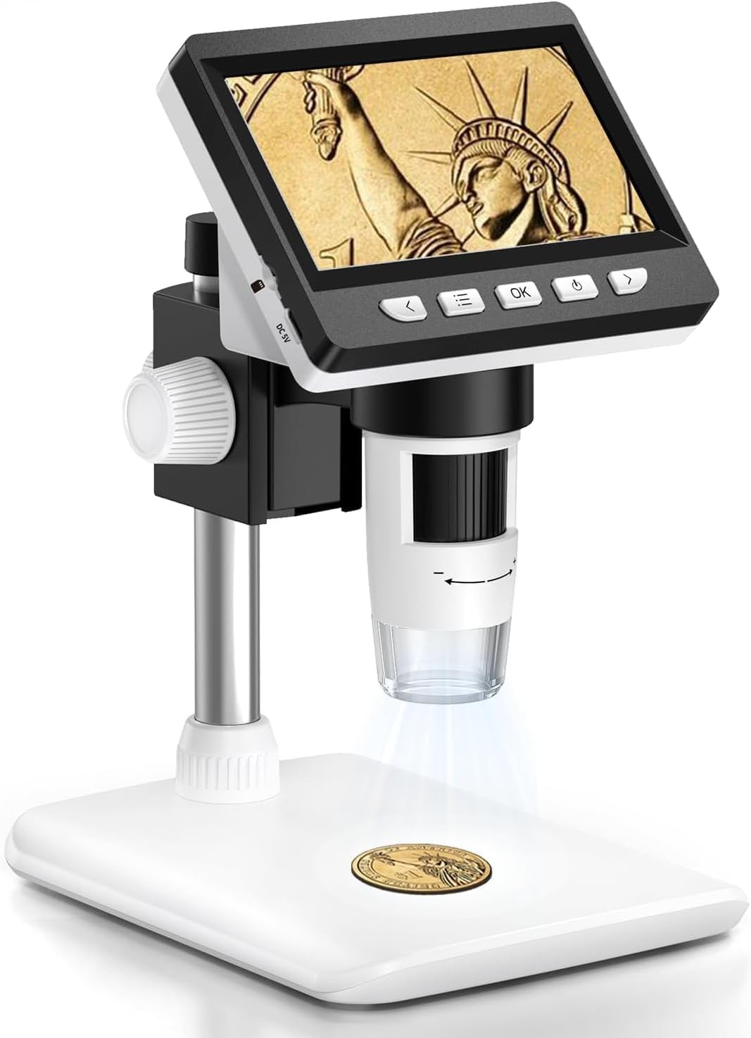 Digital Coin Microscope 1000X For Error Coins W/ 8 LED Lights PC View 4.3″