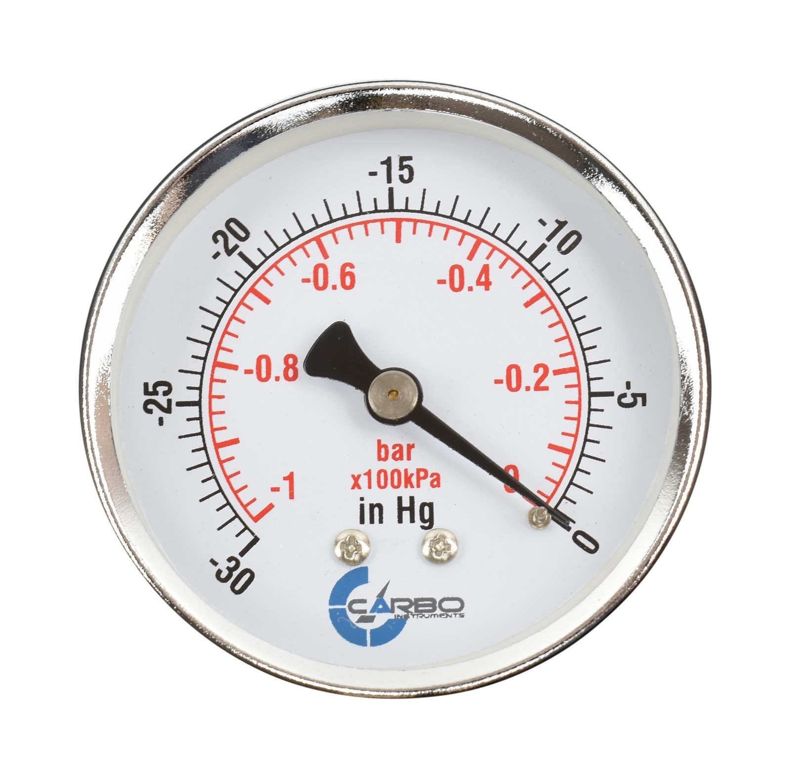 2-1/2″ Vacuum Gauge – Chrome Plated Steel Case, 1/4″NPT, Back Mnt. -30 inHg/0
