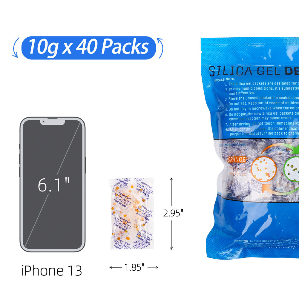 40 Packs 10g Silica Gel Desiccant Food Grade Moisture Absorber Drying Bags