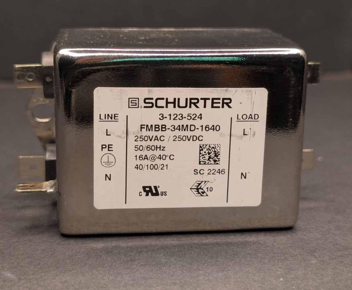 Schurter FMBB-34MD-1640 Single Phase EMI Power Line Filter 16A 125/250VAC Tested