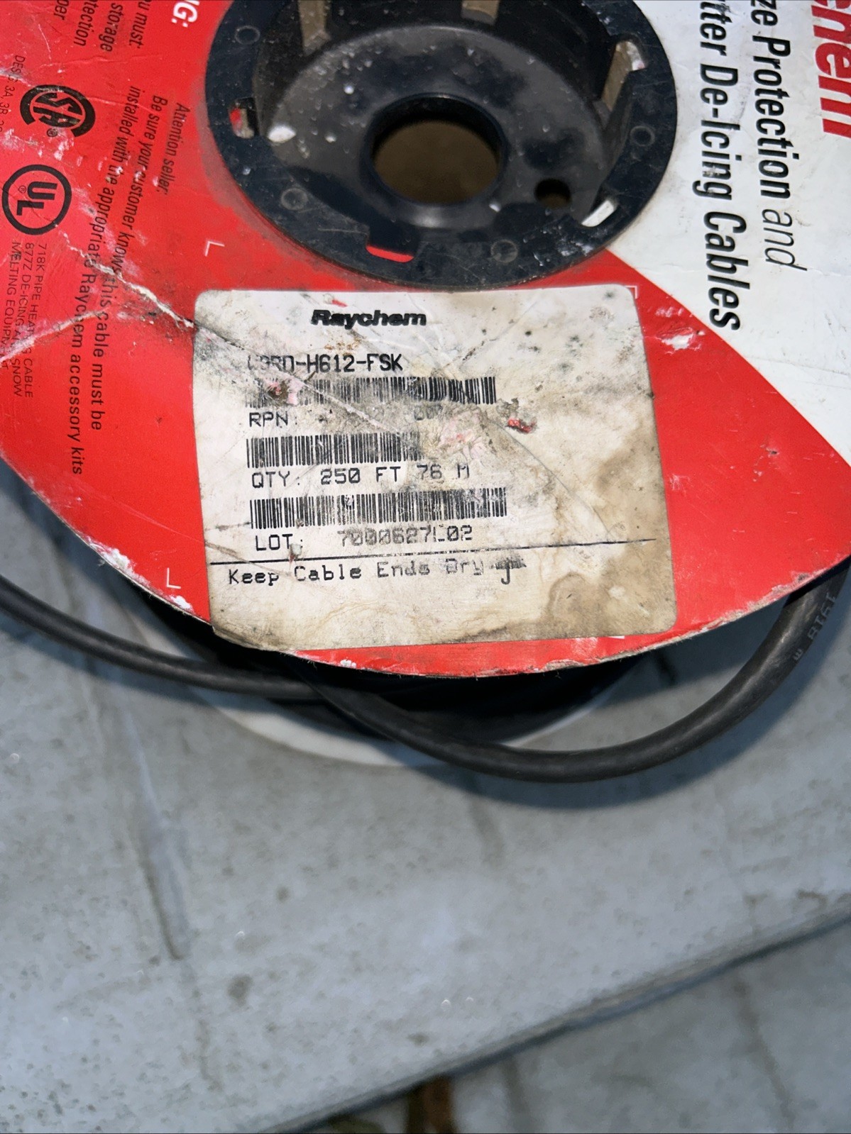 Raychem 250Ft. WinterGard Self Regulating Heating De-Icing Cable H612 6w/ft 120V