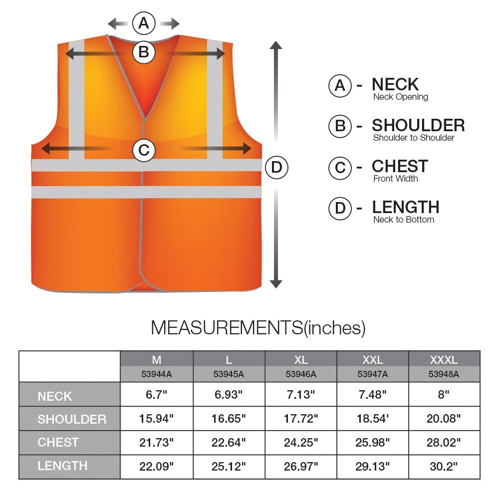 Orange Mesh High Visibility Safety Vest, ANSI/ ISEA 107-2010
