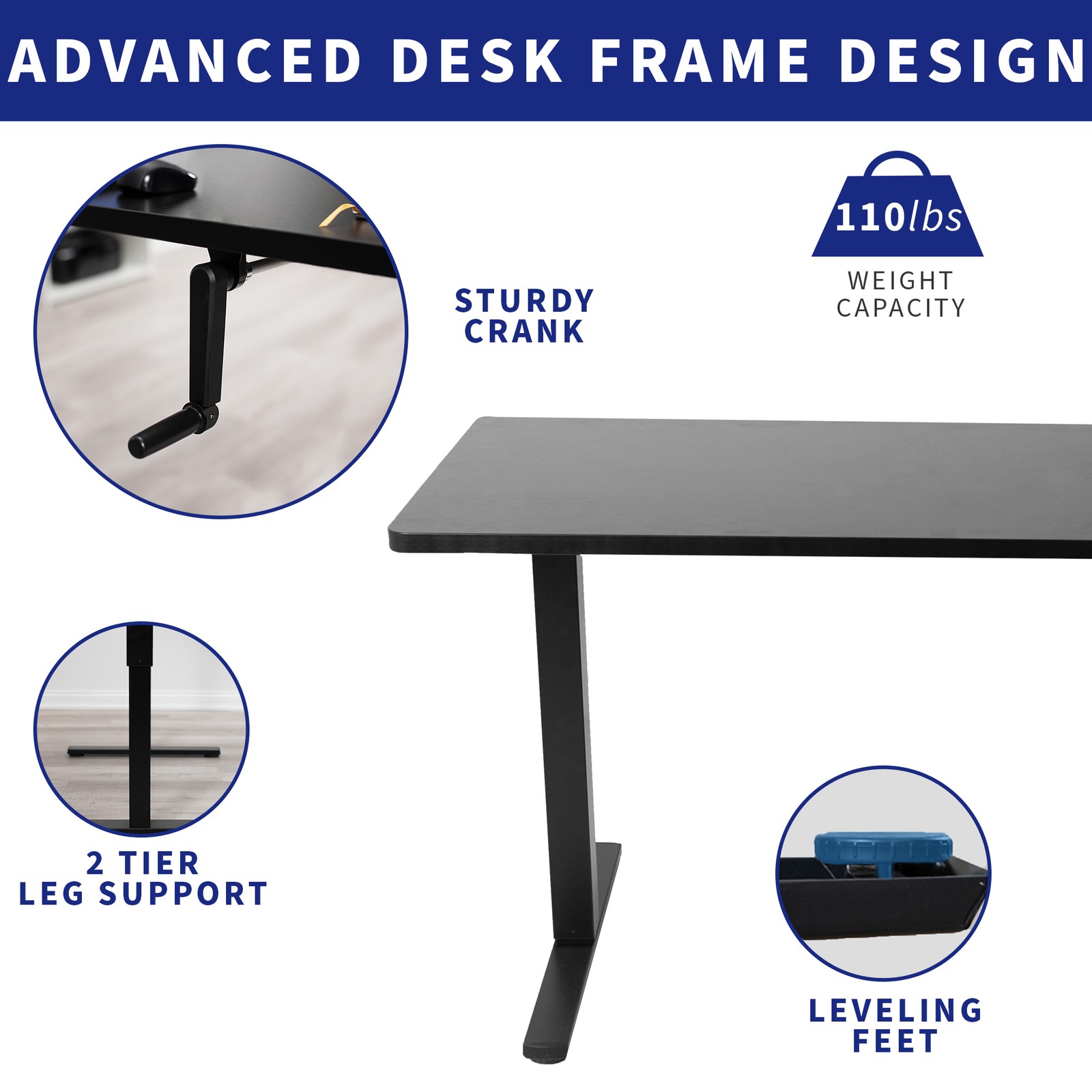VIVO Manual 71” x 30” Stand Up Desk, Rustic Vintage Brown Table Top, Black Frame