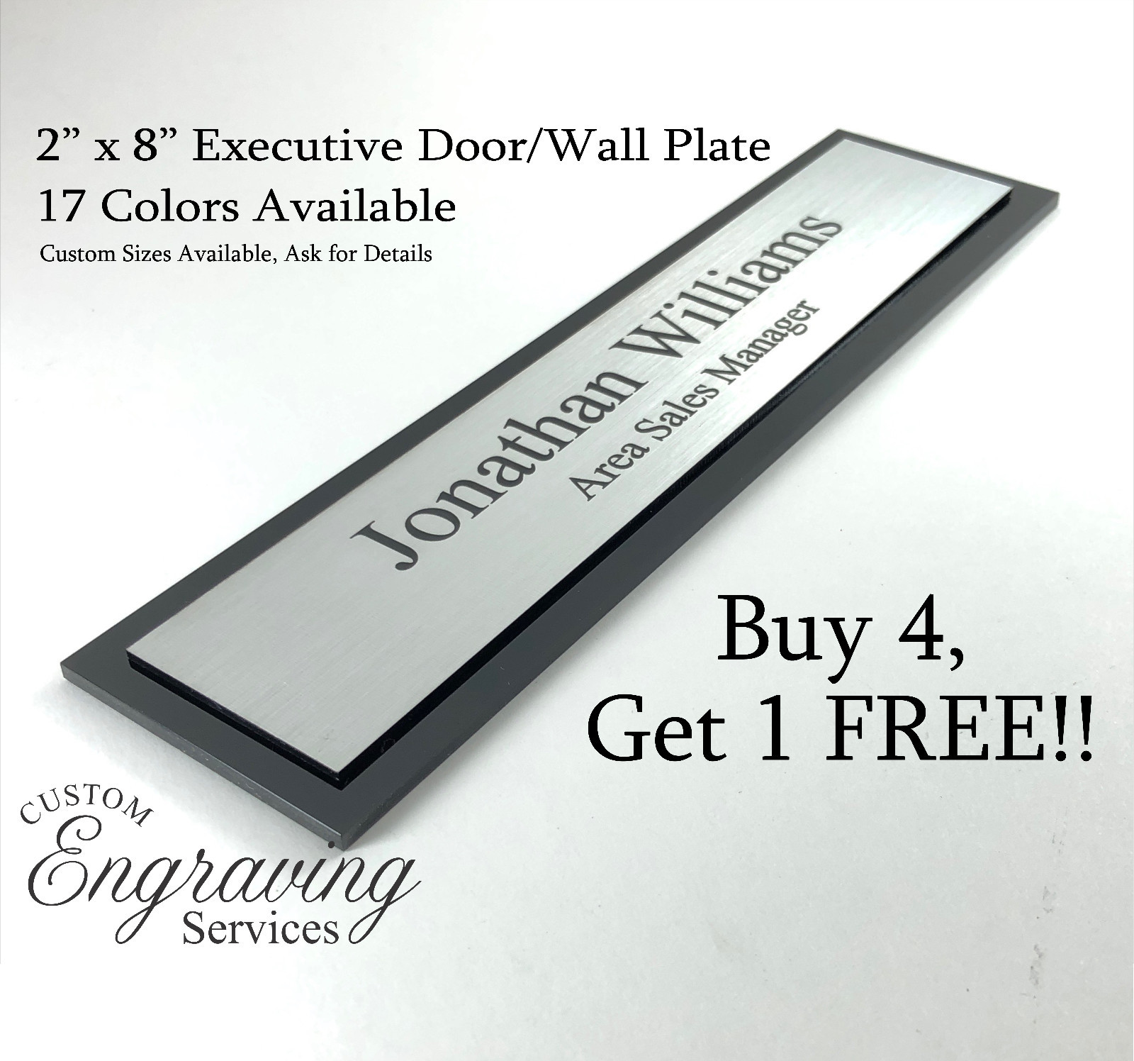 OFFICE DOOR WALL NAME PLATE EXECUTIVE SIGN TWO TONE WITH ACRYLIC BACK 2″ X 8″