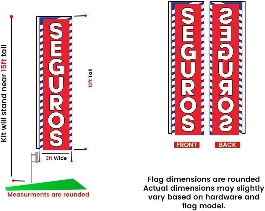 Seguros Outdoor Business Advertising Rectangle Feather Banner Swooper Flag…