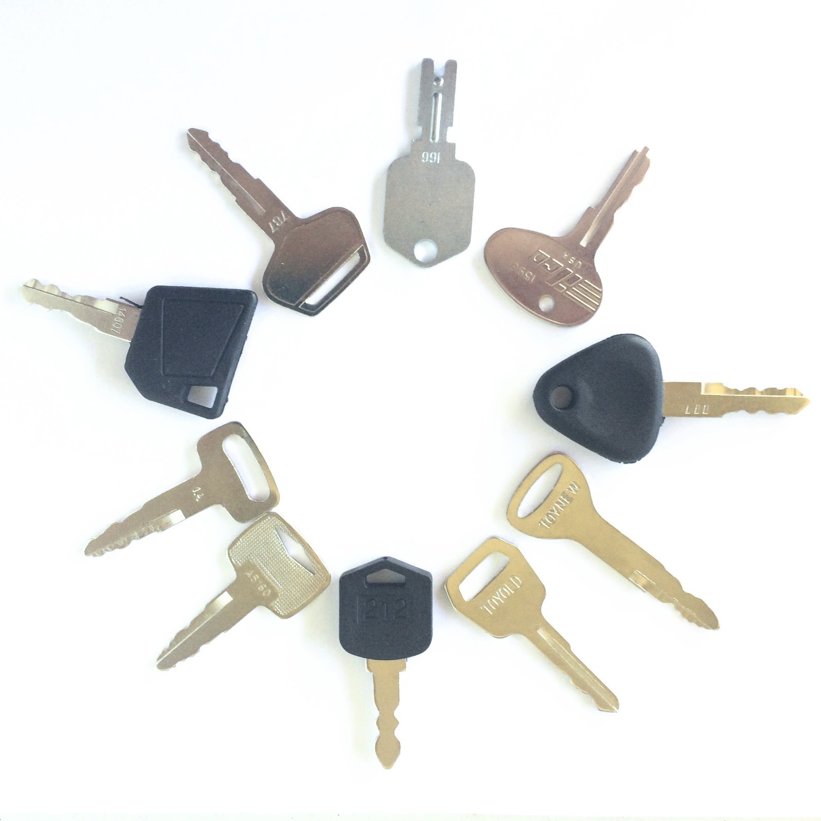 Forklift Key Set 10 keys CAT Clark Komatsu Toyota Doosan Nissan Hyster JCB Yale