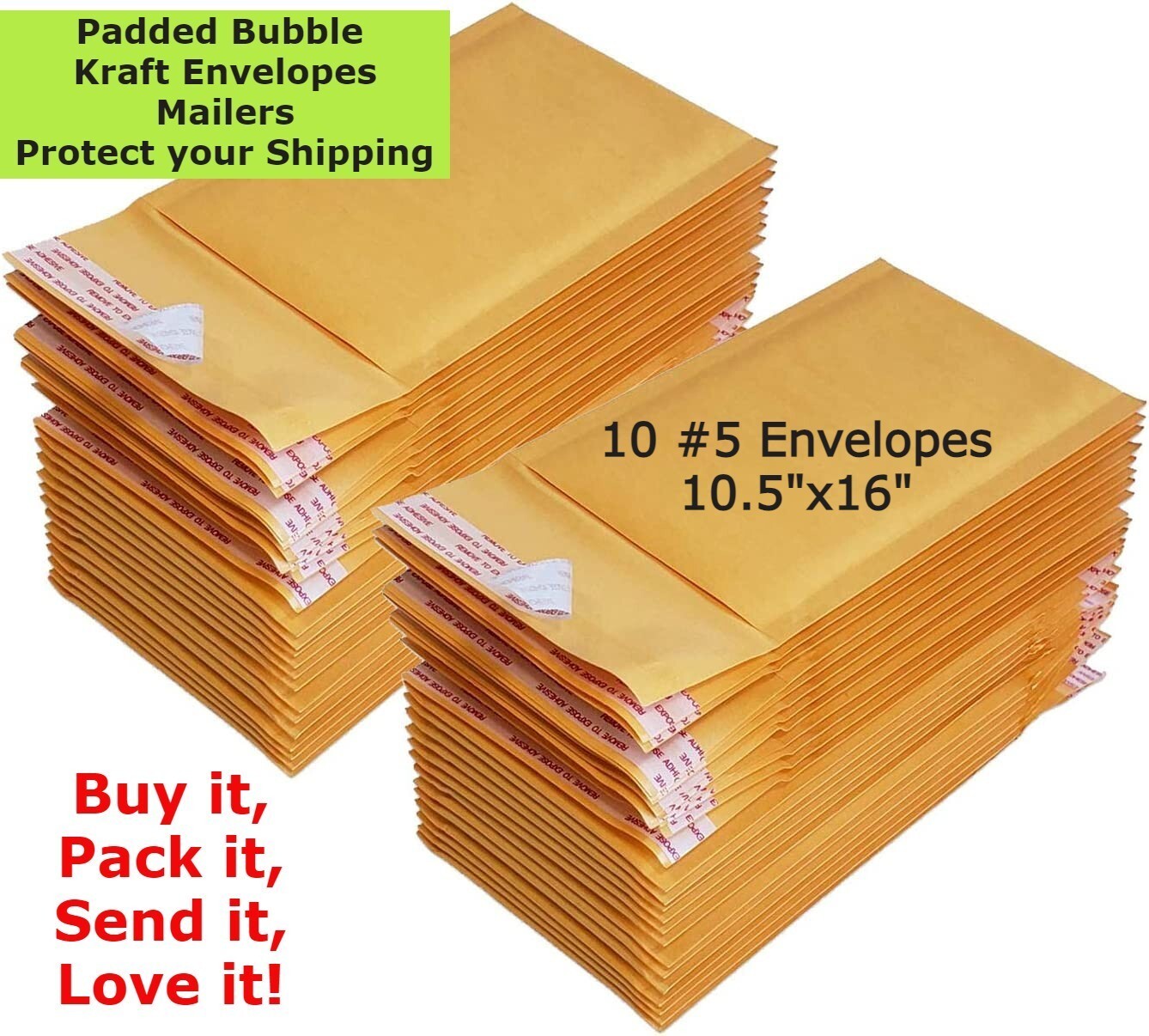 10 #5 10.5X16 Kraft Paper Bubble Padded Envelopes Mailers Case 10.5”X16”