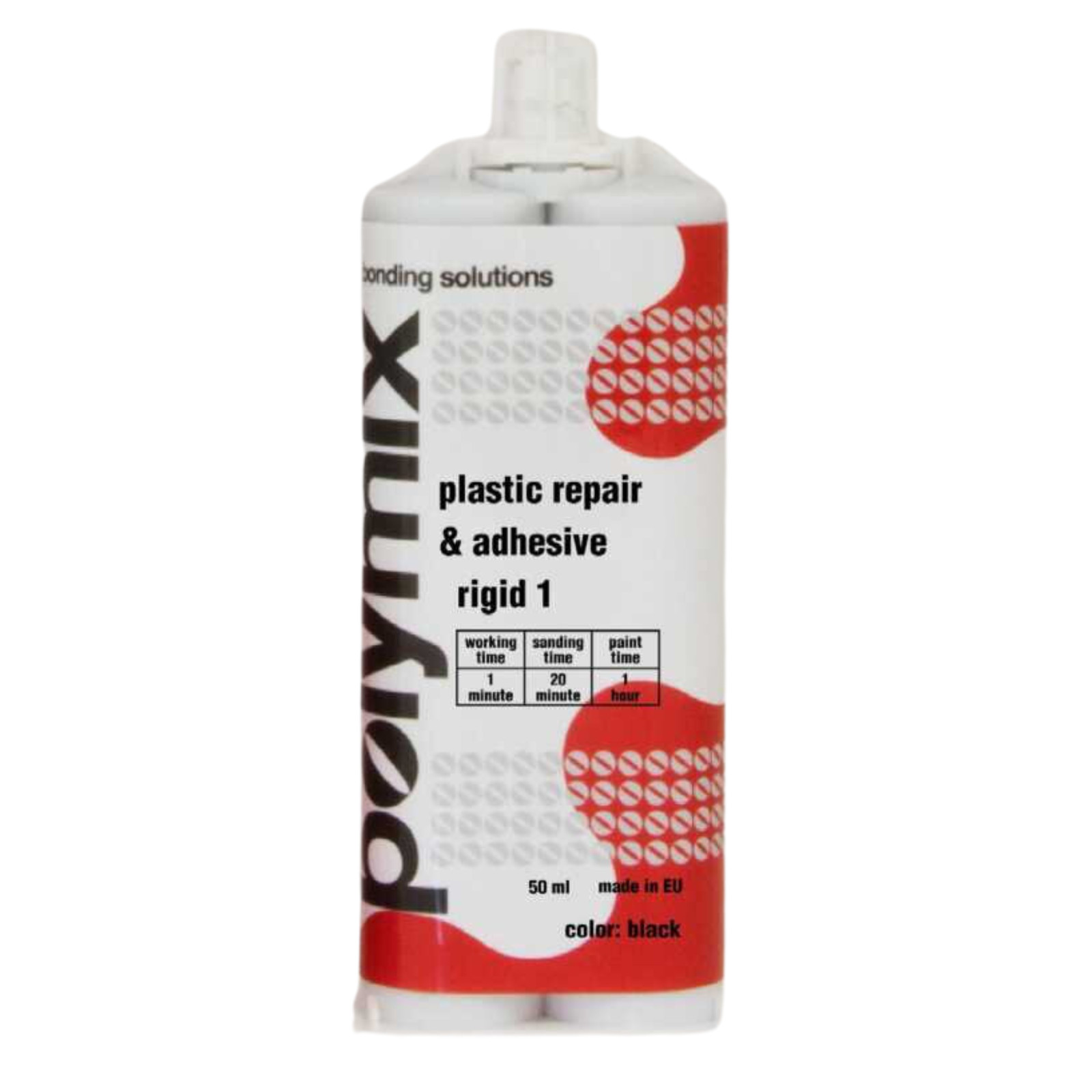 Polymix Black Automotive Rigid Plastic Repair & Adhesive Cartridge 50ml