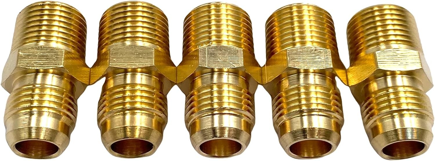 5Pcs 3/8″ NPT X 3/8 Flare Tube Fittings,3/8 Flare to 3/8 Inch Male NPT Brass Pip