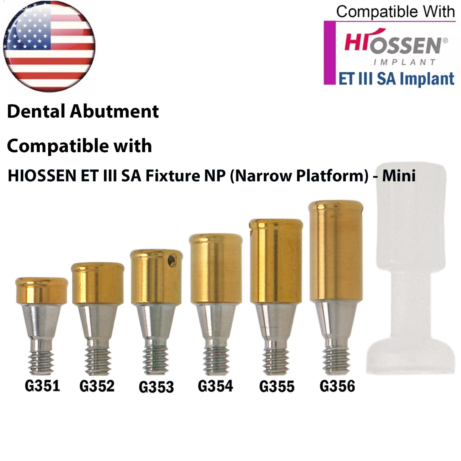 US Dental Mini Overdenture Locator Abutment & Male Caps Fits Hiossen Osstem ET