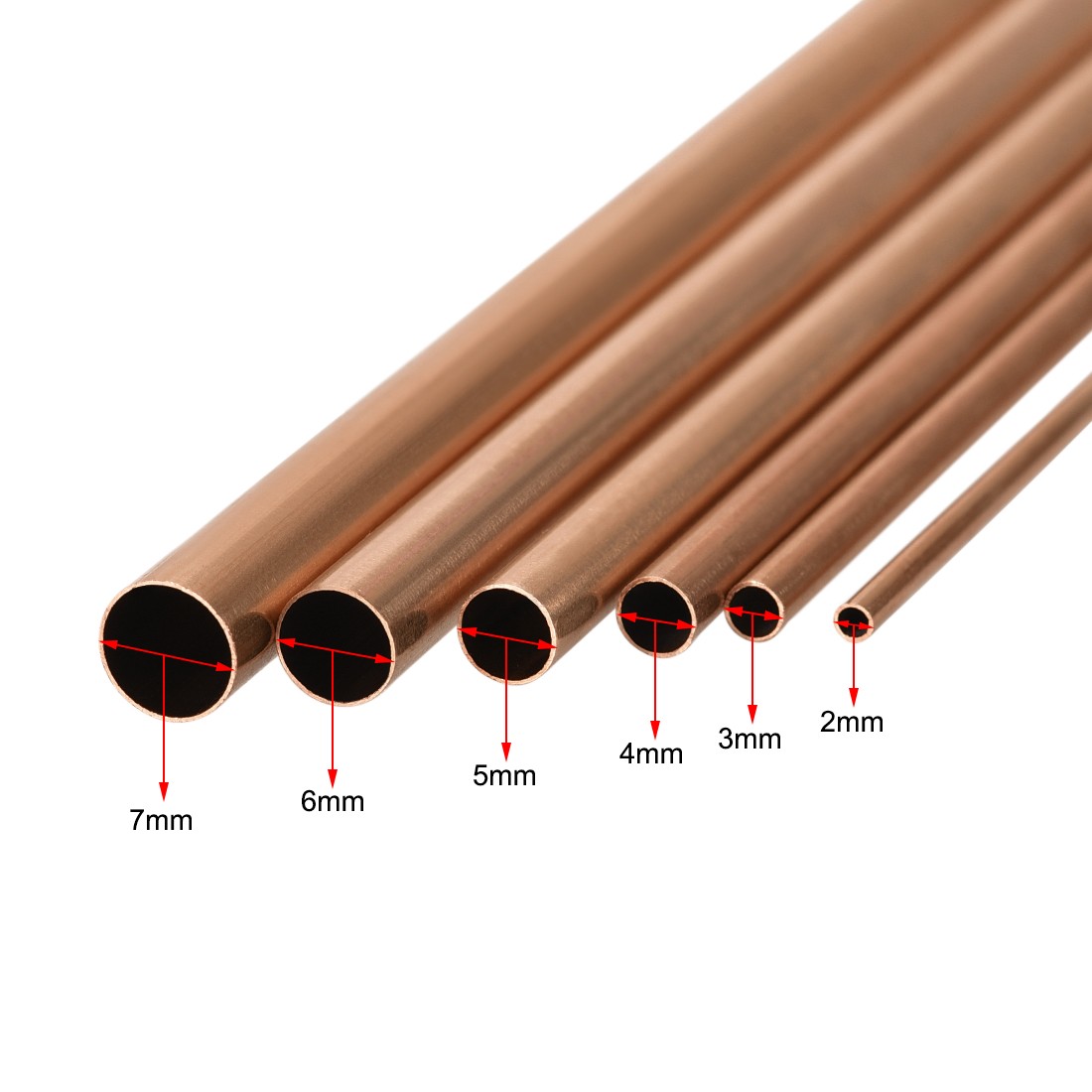 6 pcs 2mm 3mm 4mm 5mm 6mm 7mm OD Copper Tube,Seamless Round Pipe Tube